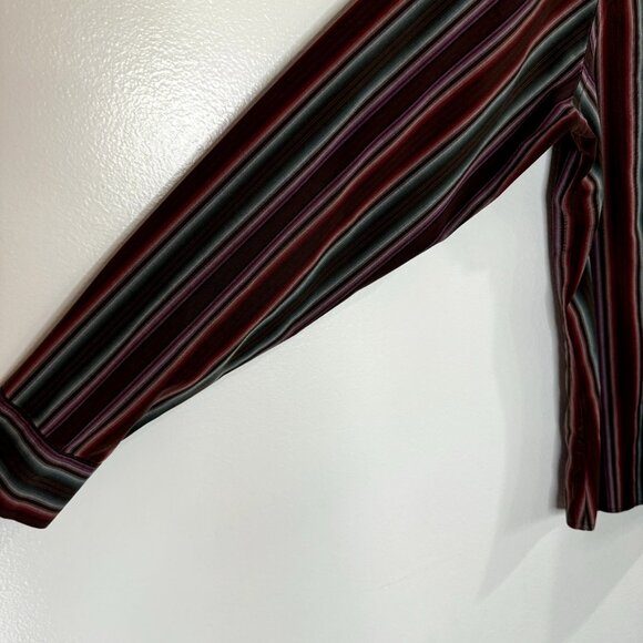 Eddie Bauer Shirt Wrinkle Resistant Size L Striped Red Green Button Front - Picture 5 of 10